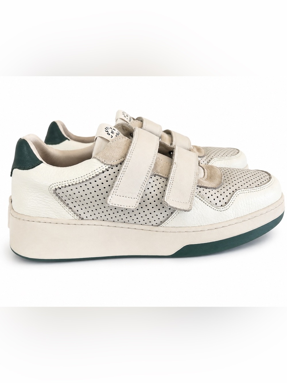 Loeffler Randall Cream Perforated Leather Velcro Sneakers